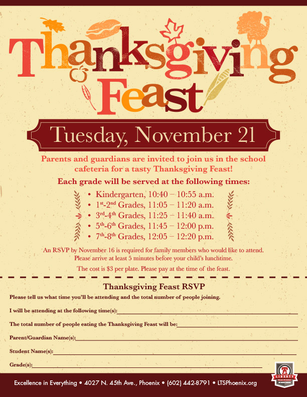 Thanksgiving Feast Flyer at LTS Phoenix